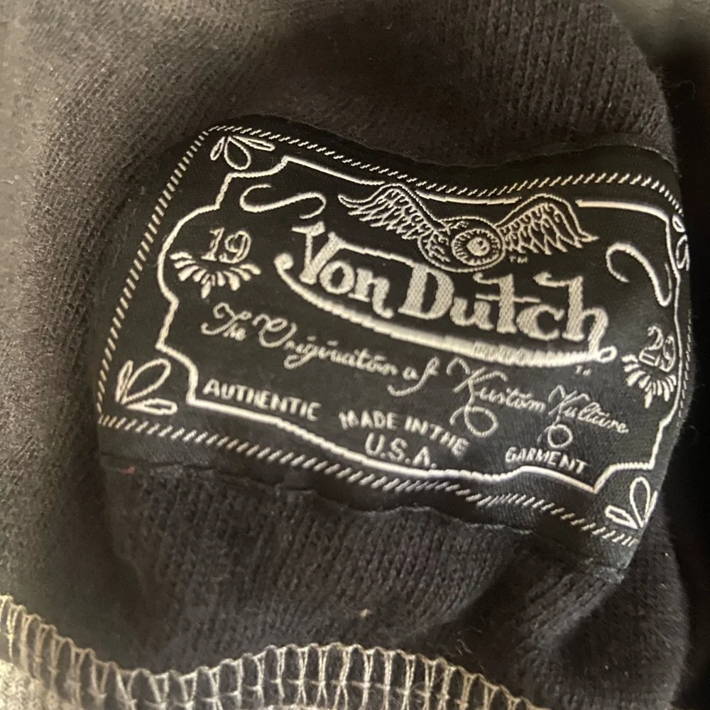 Von Dutch Black & Heather Gray Raglan Crewneck Sweatshirt Medium